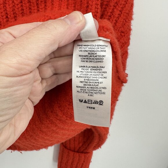 MAEVE ANTHROPOLOGIE ATHENA cowl neck sweater cropped ribbed wool alpaca red XS - Picture 8 of 9